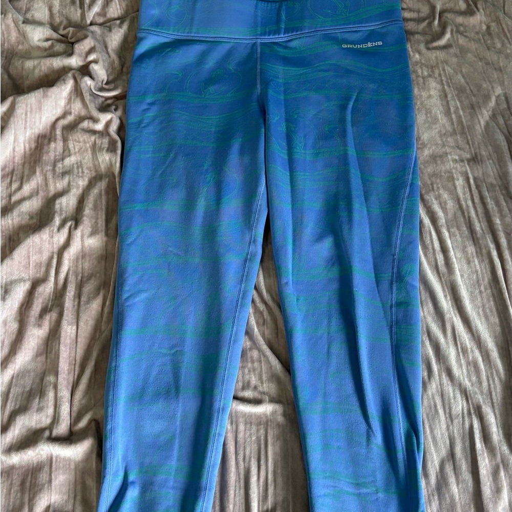 Blue and Green Grundens Fleece Lined Leggings